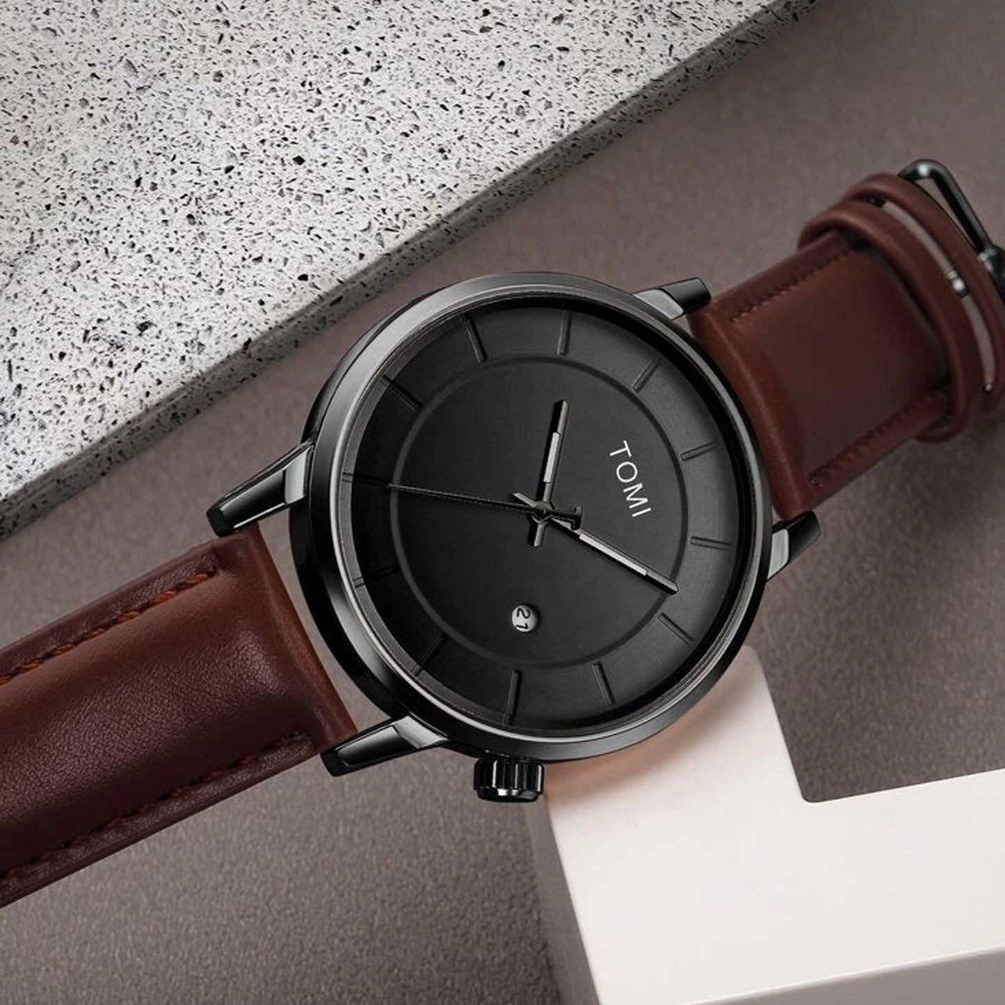 TOMI T-101 Casual Men's Watch Date Quartz Round Dial