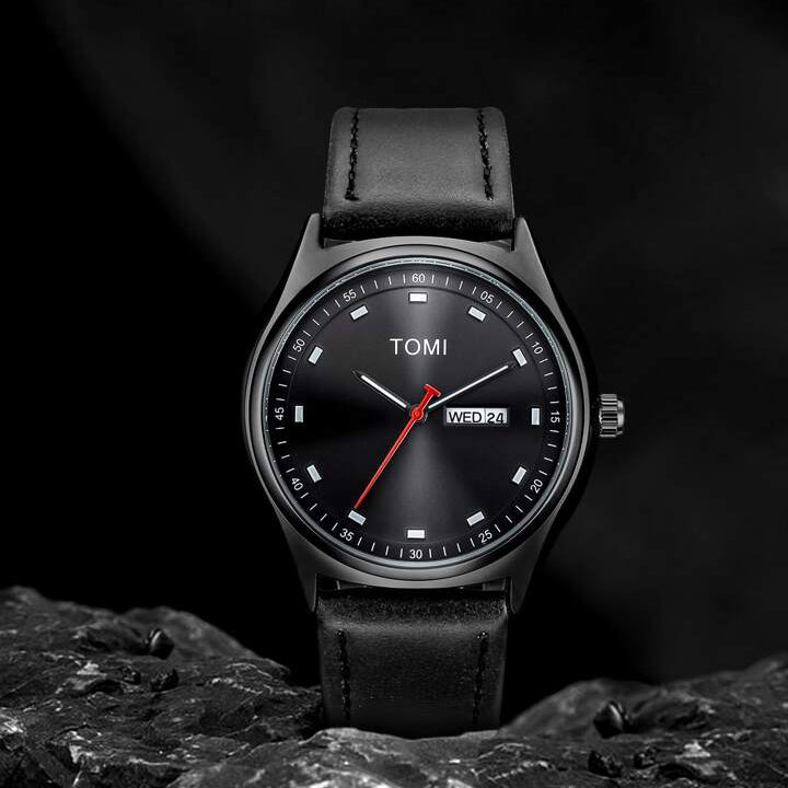 TOMI T-030 Men's Watch Date Day Quartz Leather Straps