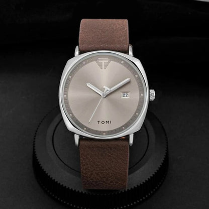 TOMI T-044 Men's Watch Quartz Date Leather Strap