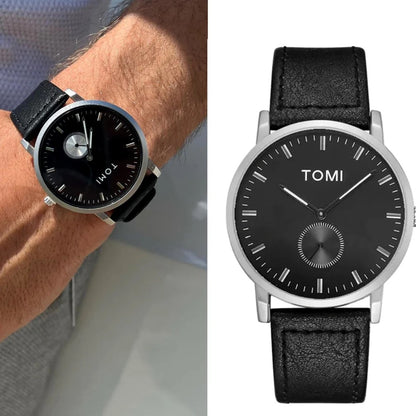 TOMI T-072 Couple Watch Chronograph Quartz Leather Straps