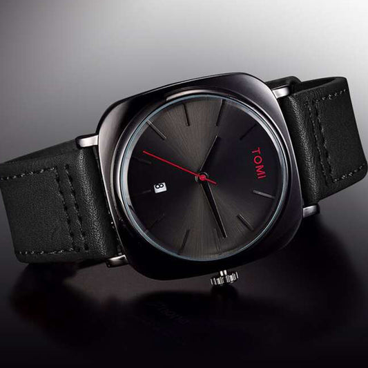 TOMI T-084 Men's Watch Quartz Date Leather Strap