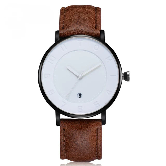TOMI T-085 Couple Watch Date Quartz Leather Straps